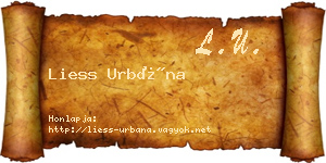 Liess Urbána névjegykártya